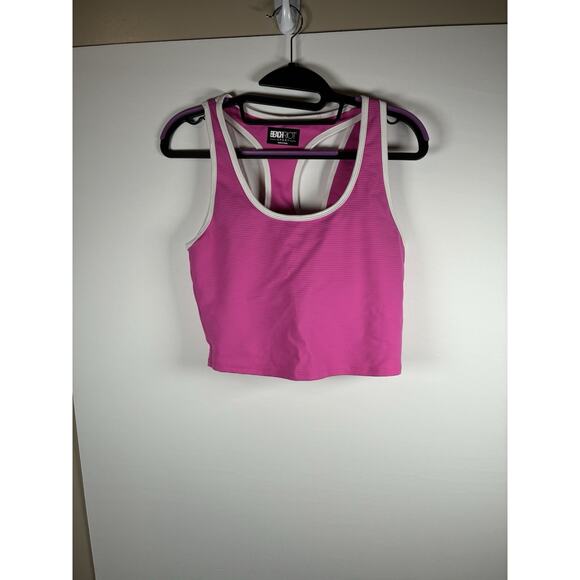 Beach Riot Other - Beach Riot Sport bra Size M Hot Pink Racerback Ribbed swim top padded Activewear